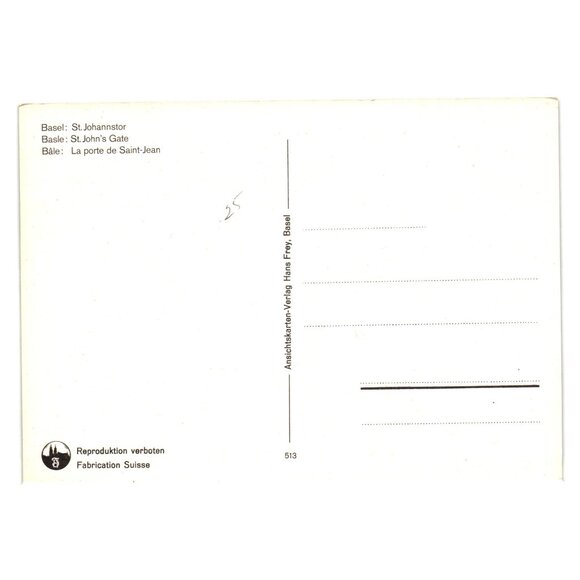 Vintage Basel St Johanstor Postcard Clock Tower Switzerland Tourism Entrance - Picture 2 of 2